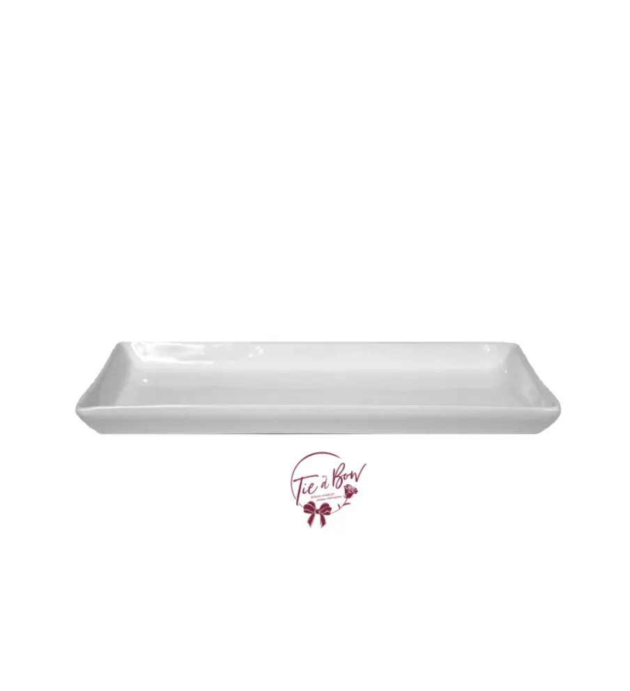 White Rectangular Ceramic Tray
