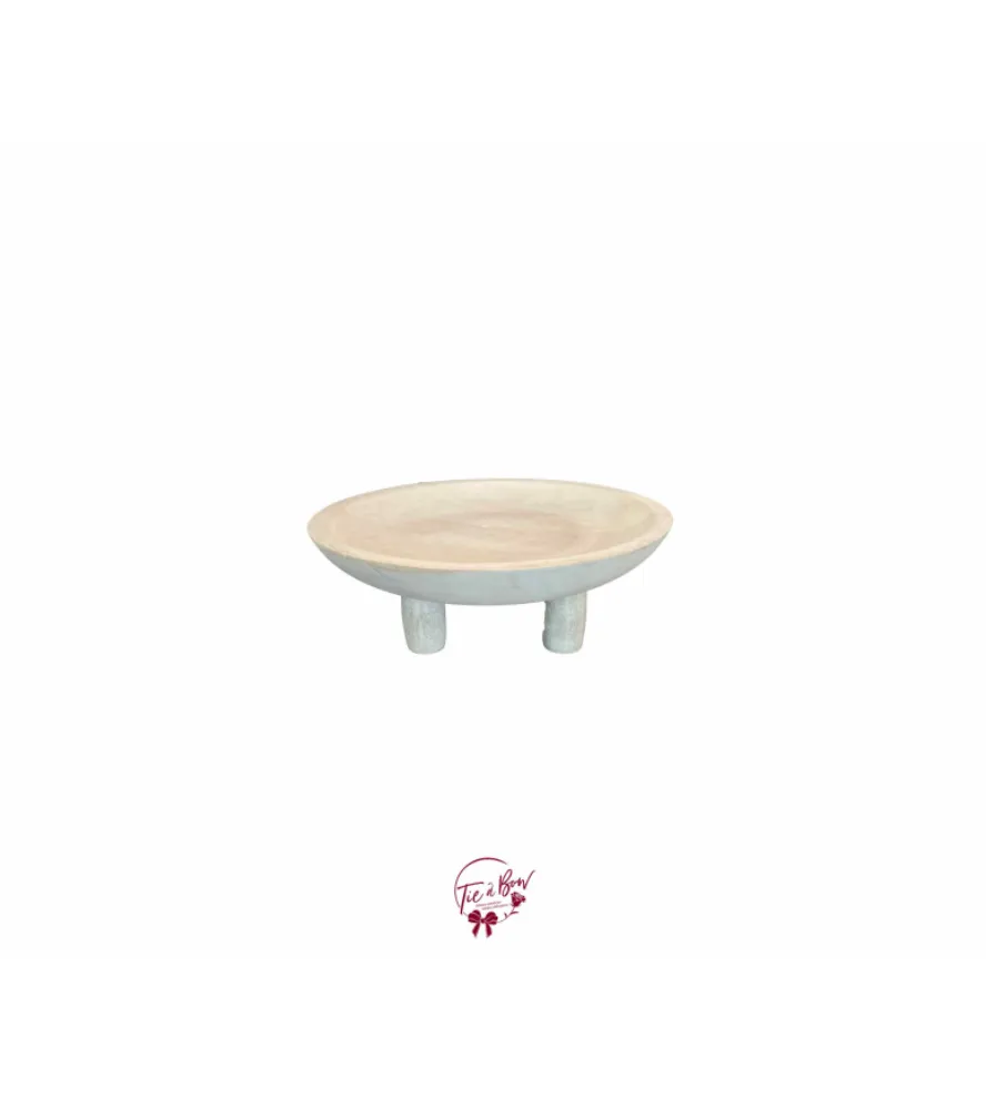 White Washed Wood Footed Bowl