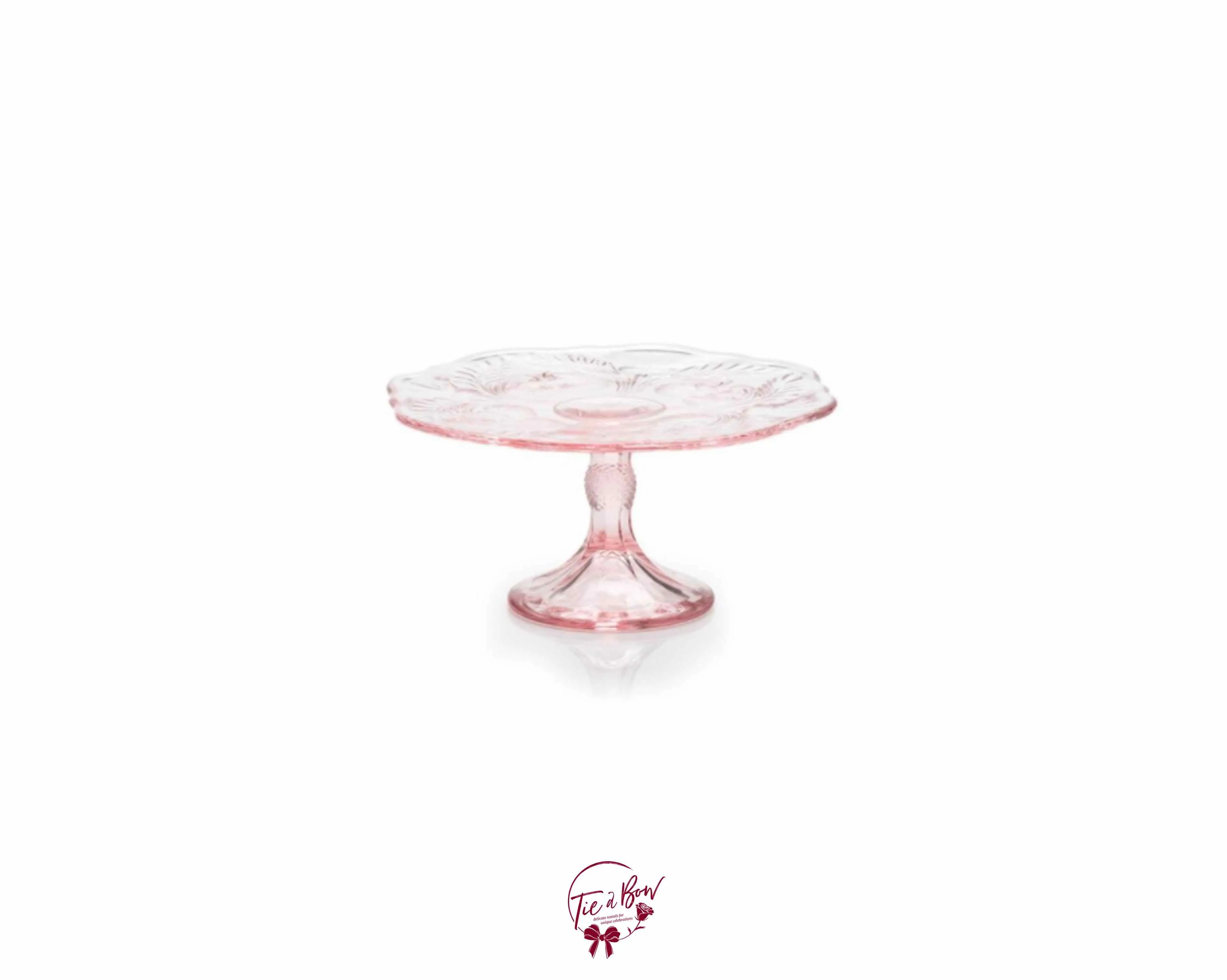 Rose Pink Glass Cake Stand: 8.5in W x 4.5in H