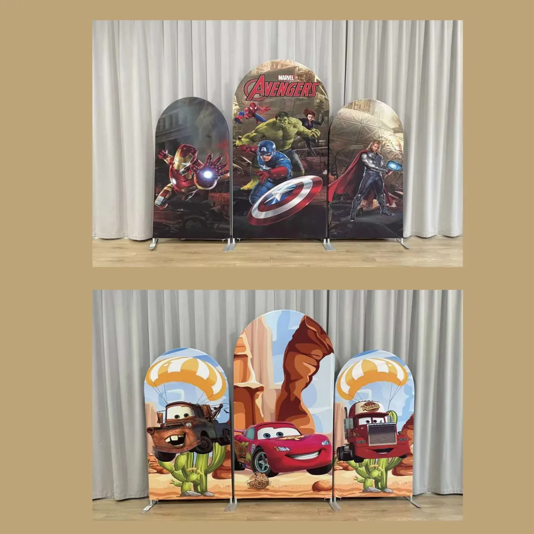 3 Piece Arch Backdrop Set,  Avengers or Lightning McQueen