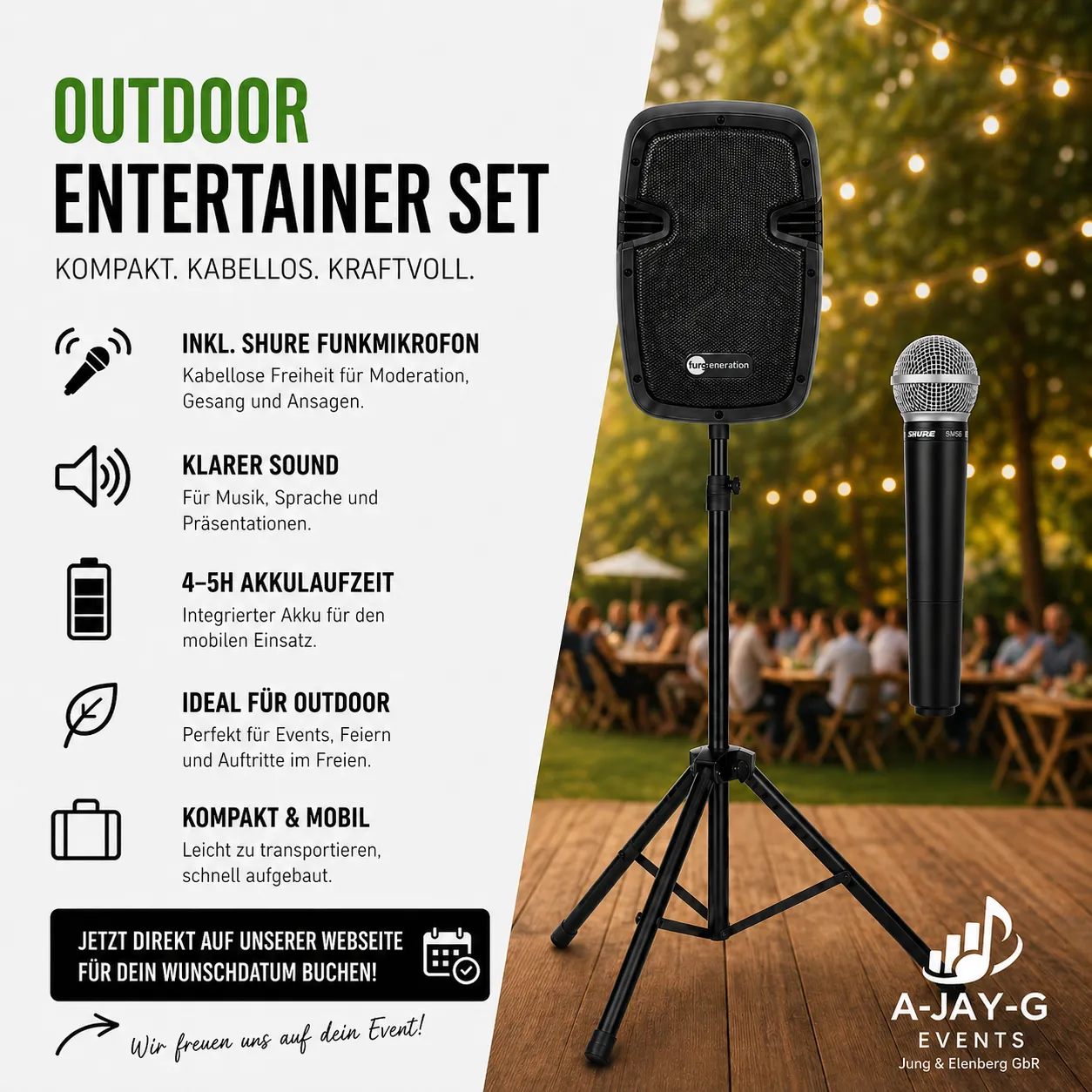  Outdoor Entertainer Set mit Funkmikrofon