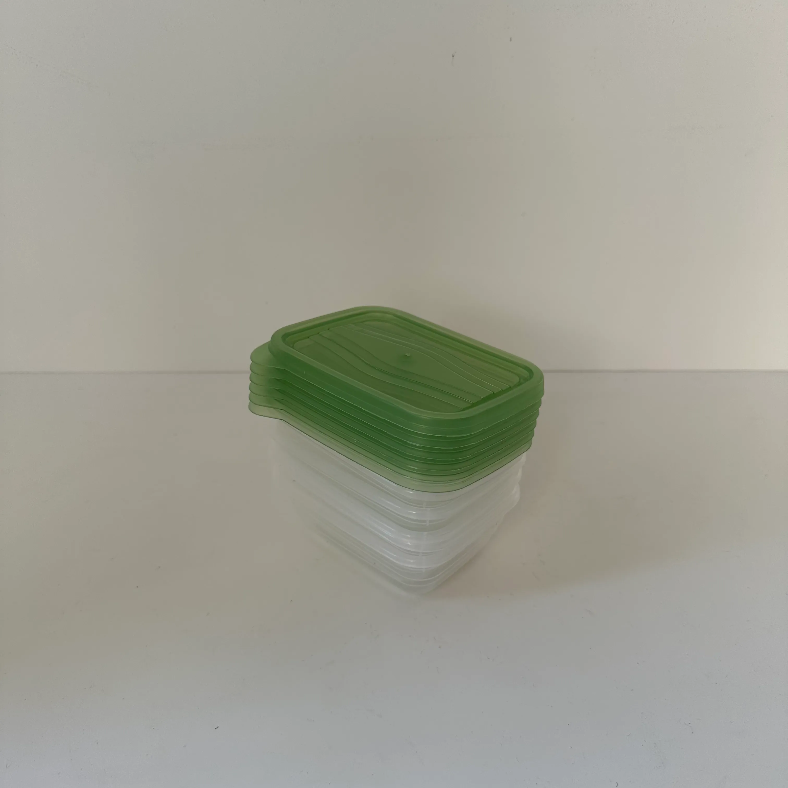 Plastic Container with Green Lid - Set of 4