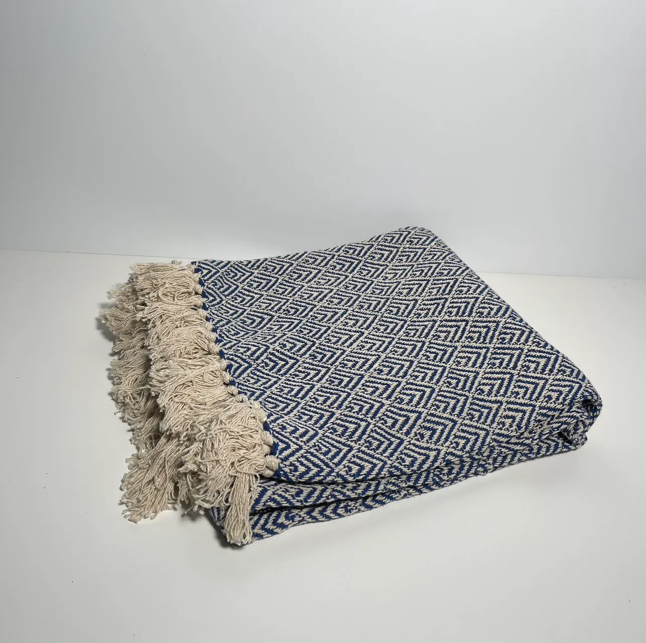 Throw Blanket - Blue & Beige - 24" x 60"