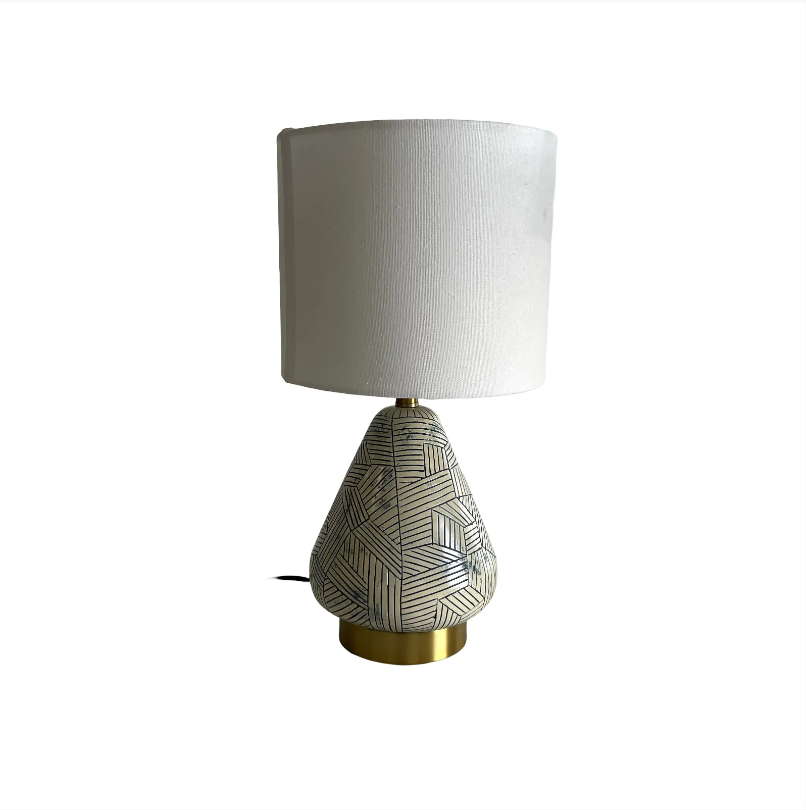 Table Lamp White&Blue Pattern White Shade