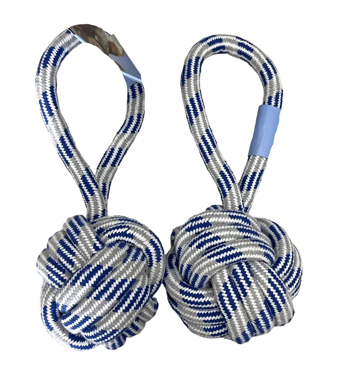 Dog Toy Tug Rope White&Blue Knot Ball