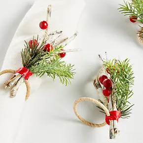 Christmas Napkin Ring - Berry and Spruce - Set of 12