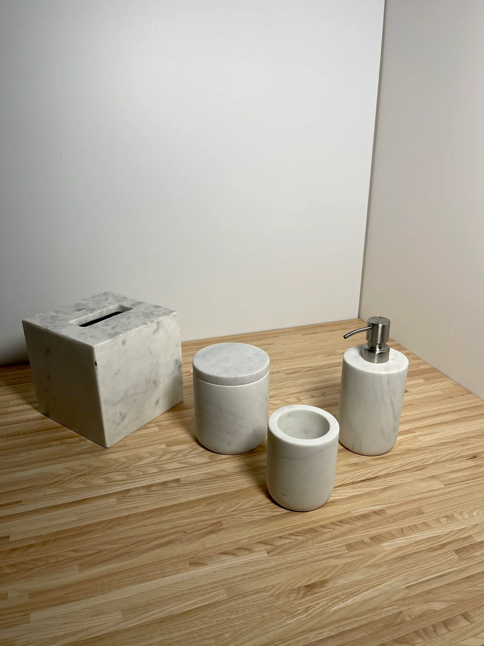 Bathroom Set White Marble 4pc