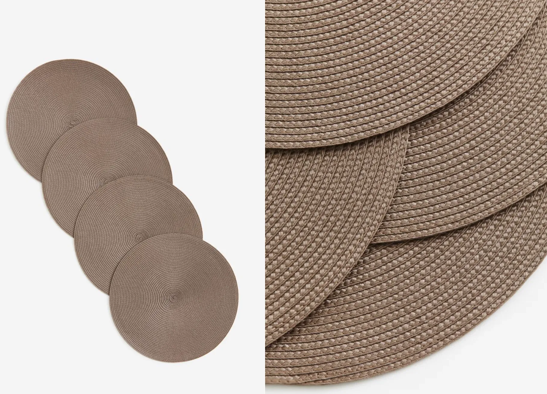 Placemat - Round Woven - Beige - 6pc