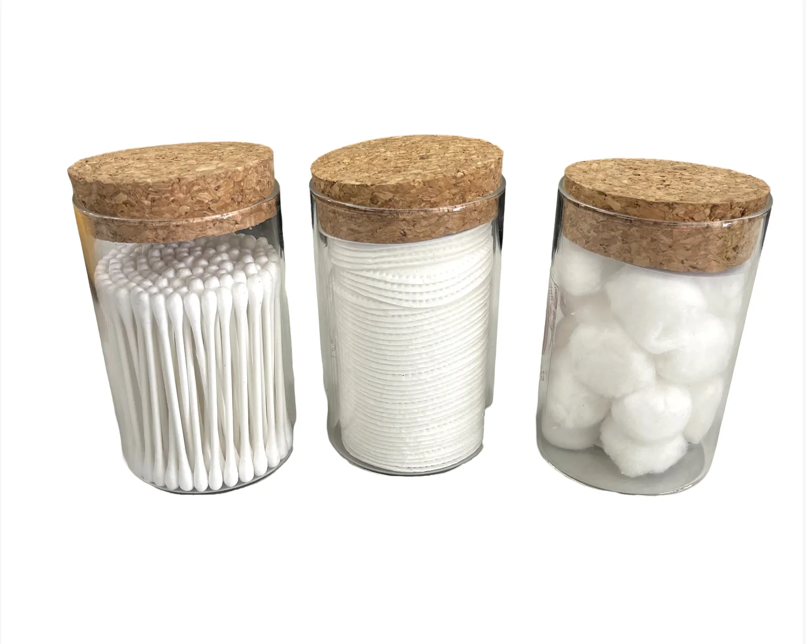 Bathroom Accessories in Bottle w/ Cork Lid - Set of 3