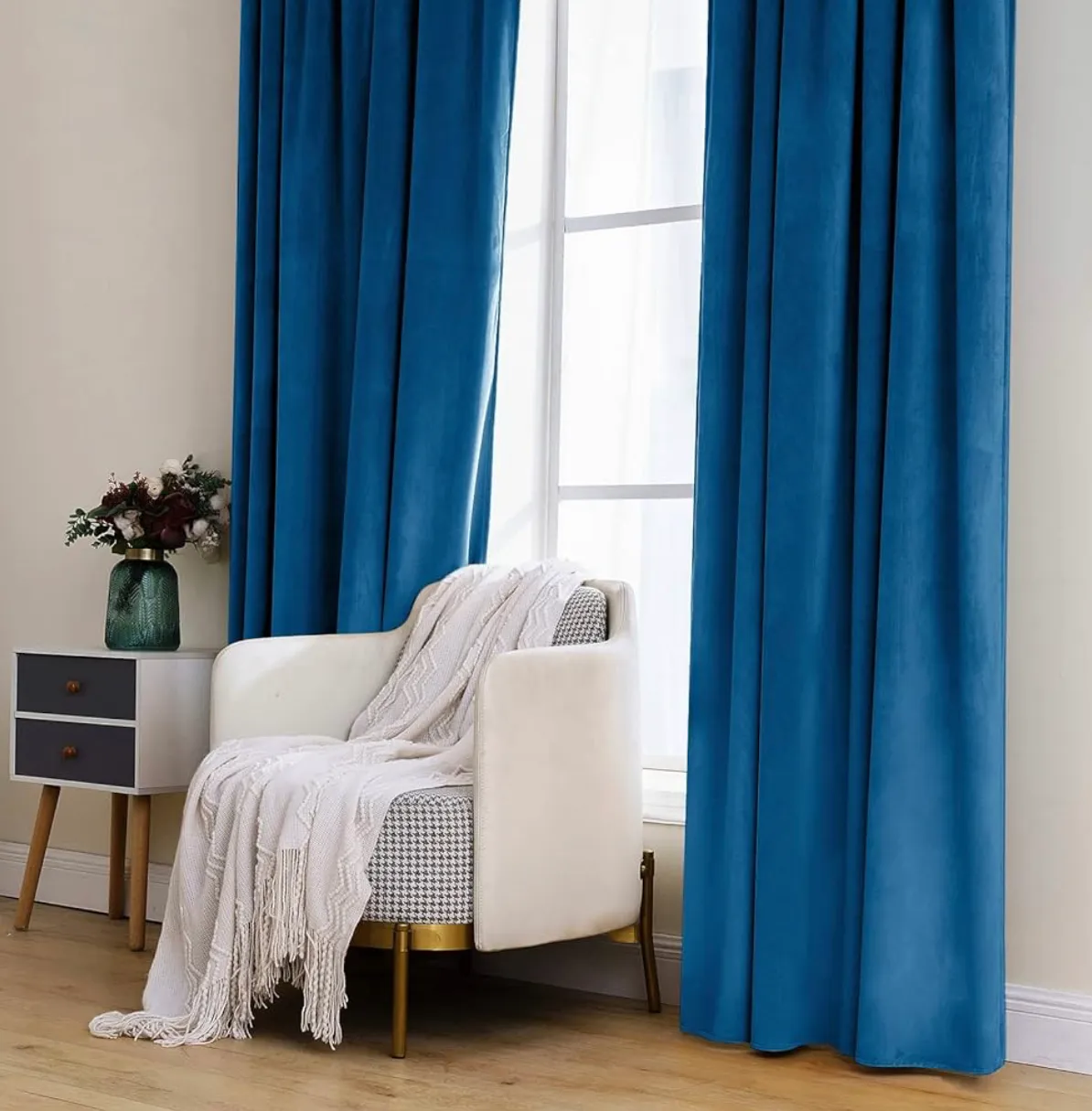 Room Darkening Curtains - Blue Velvet - 52x108"