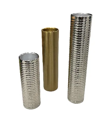 Candle Holder Pillar Ribbed Silver&Gold - 3pc