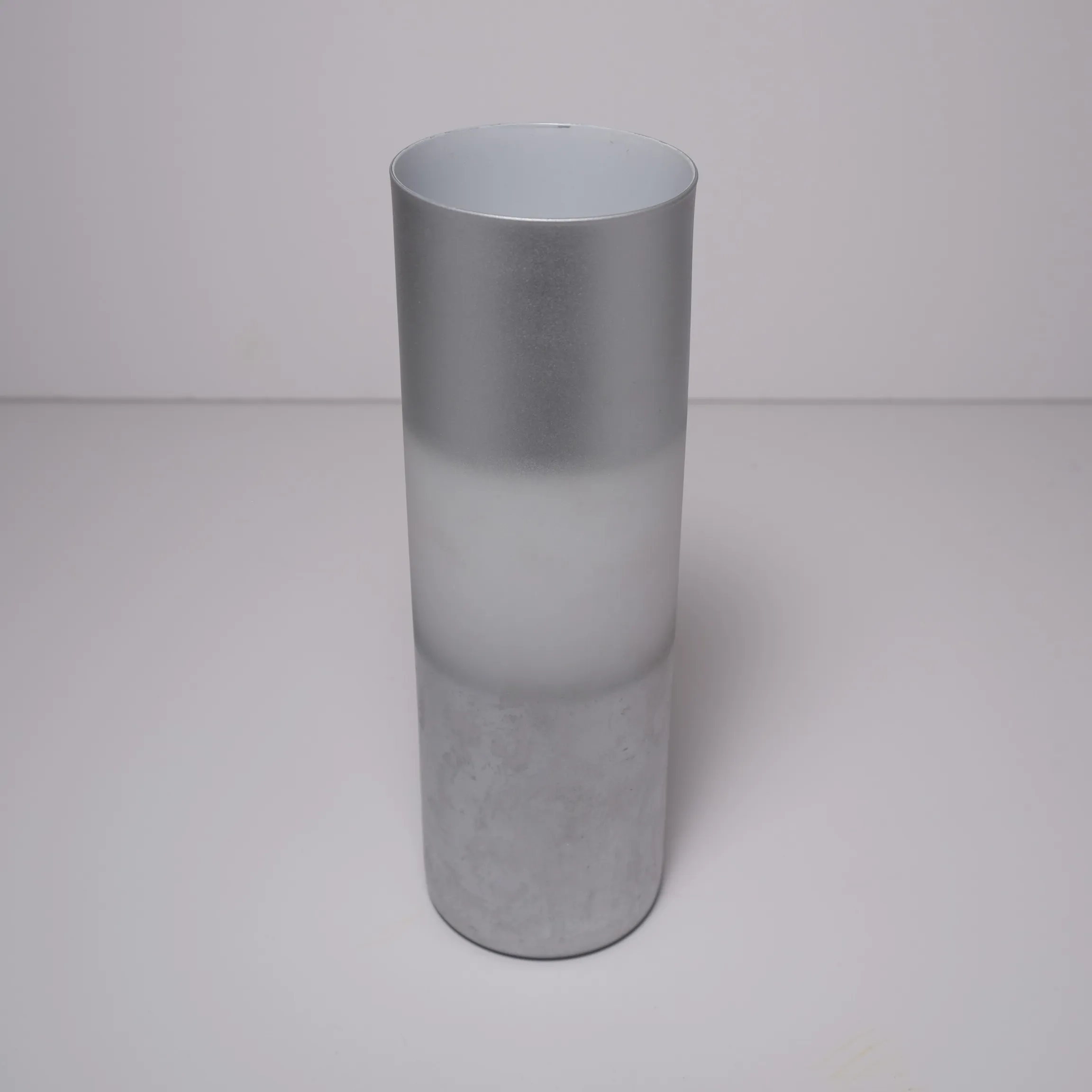 Candle Holder - Pillar Silver - Frosted Glass