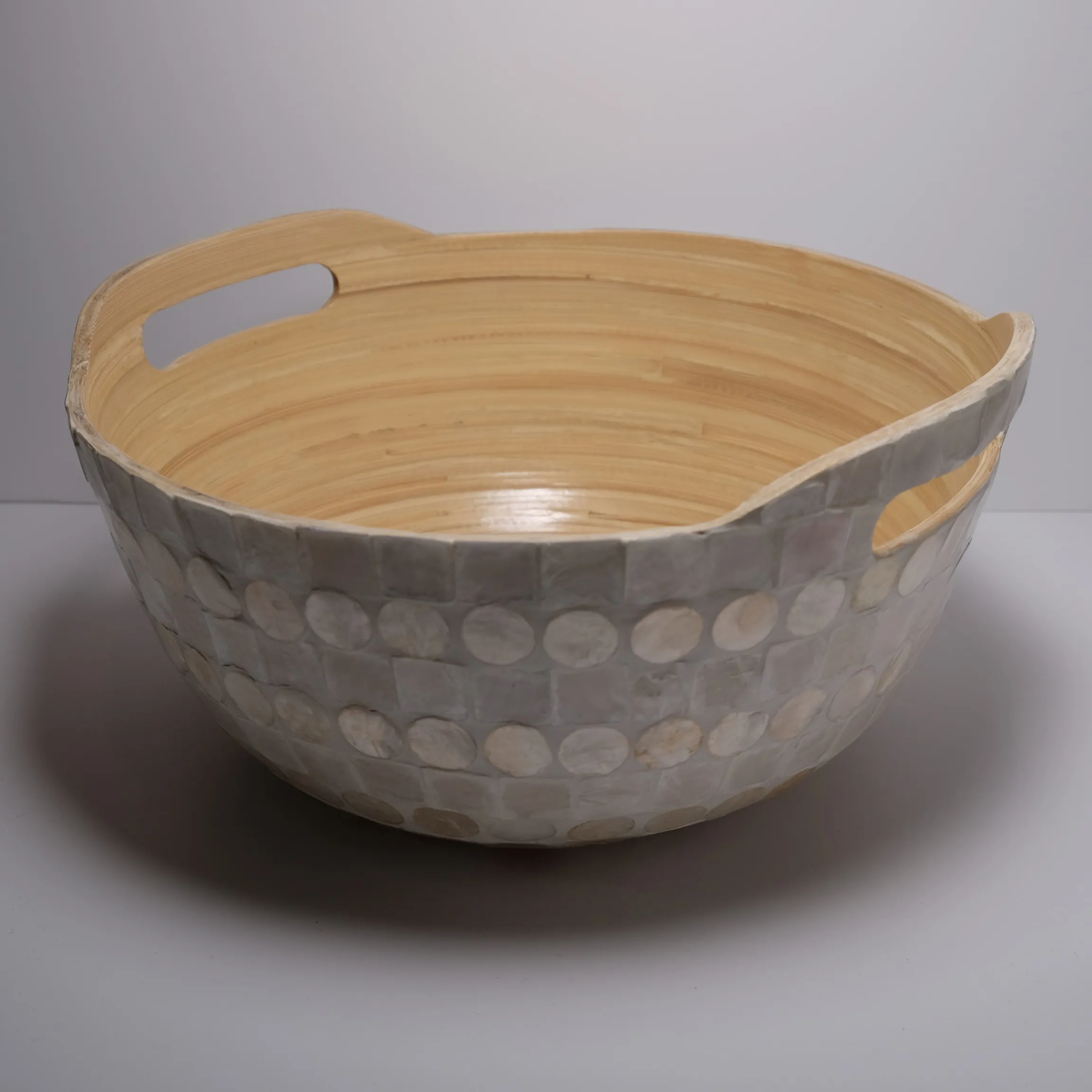 Wooden Bowl - Natural with Tile - XL
