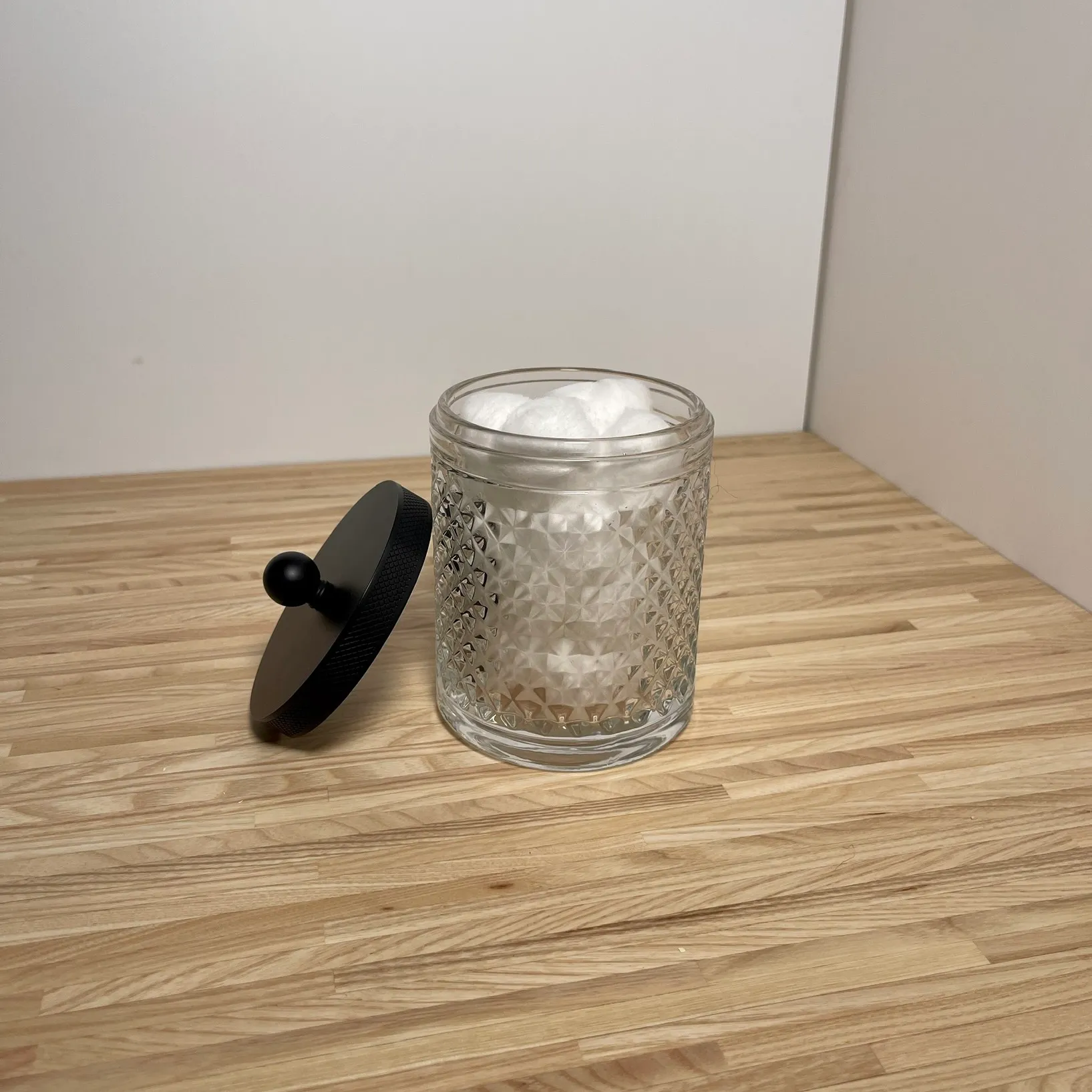 Bathroom Storage Container Glass w/ Cottons