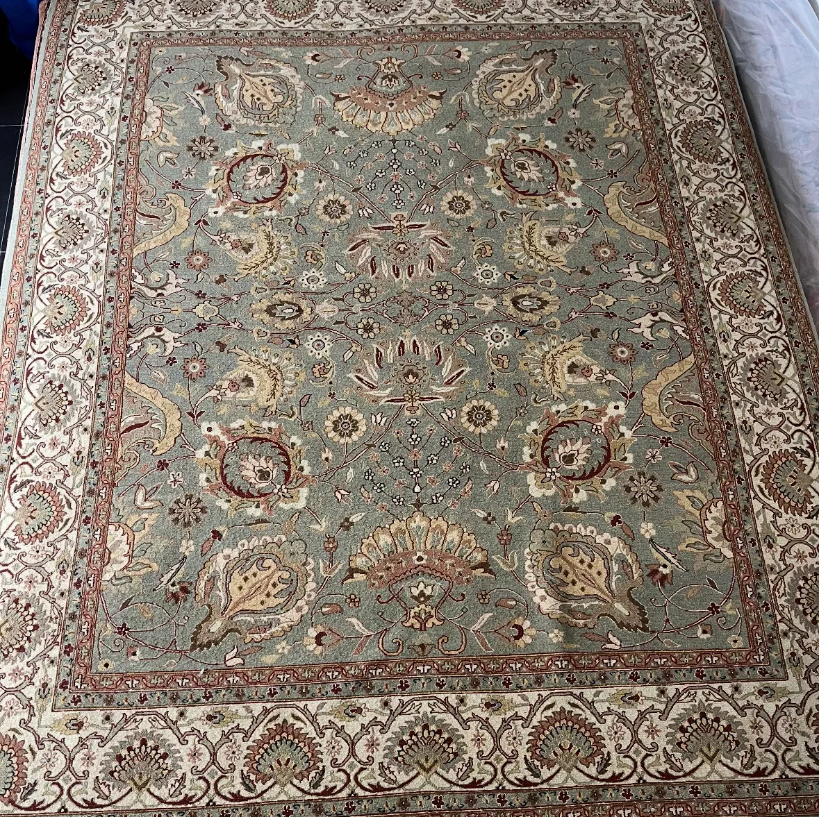 Persian Rug - Green and Burnt Red