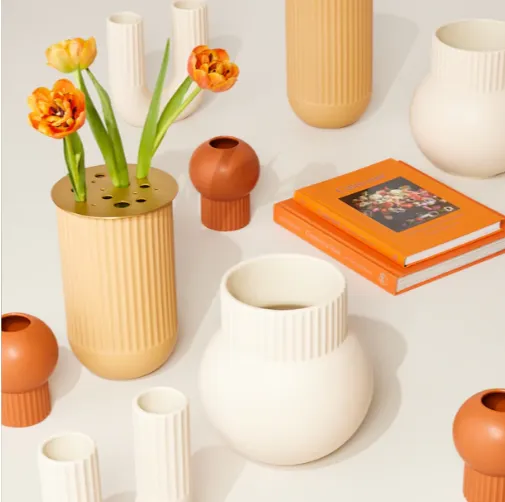 Vase - Fluted - Off White Ceramic