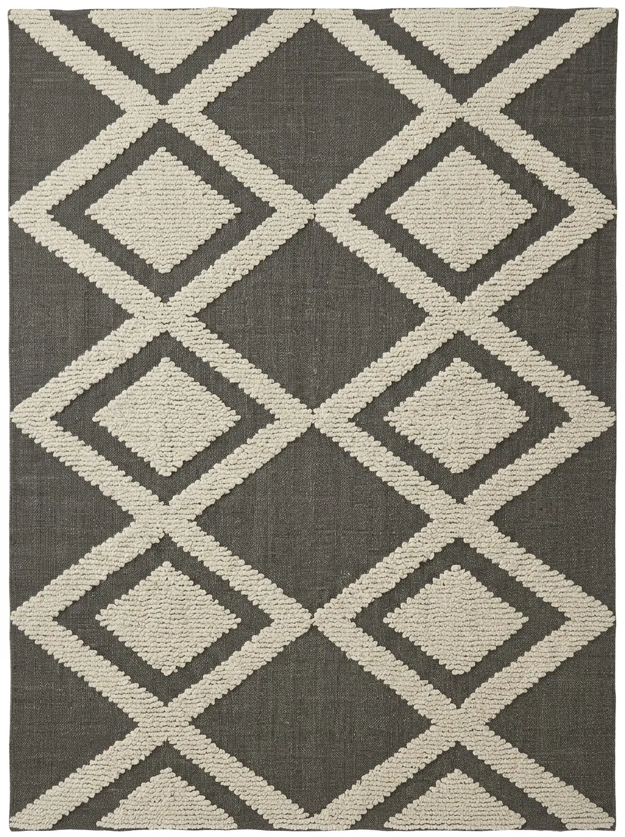 Area Rug - Grey with White diamonds