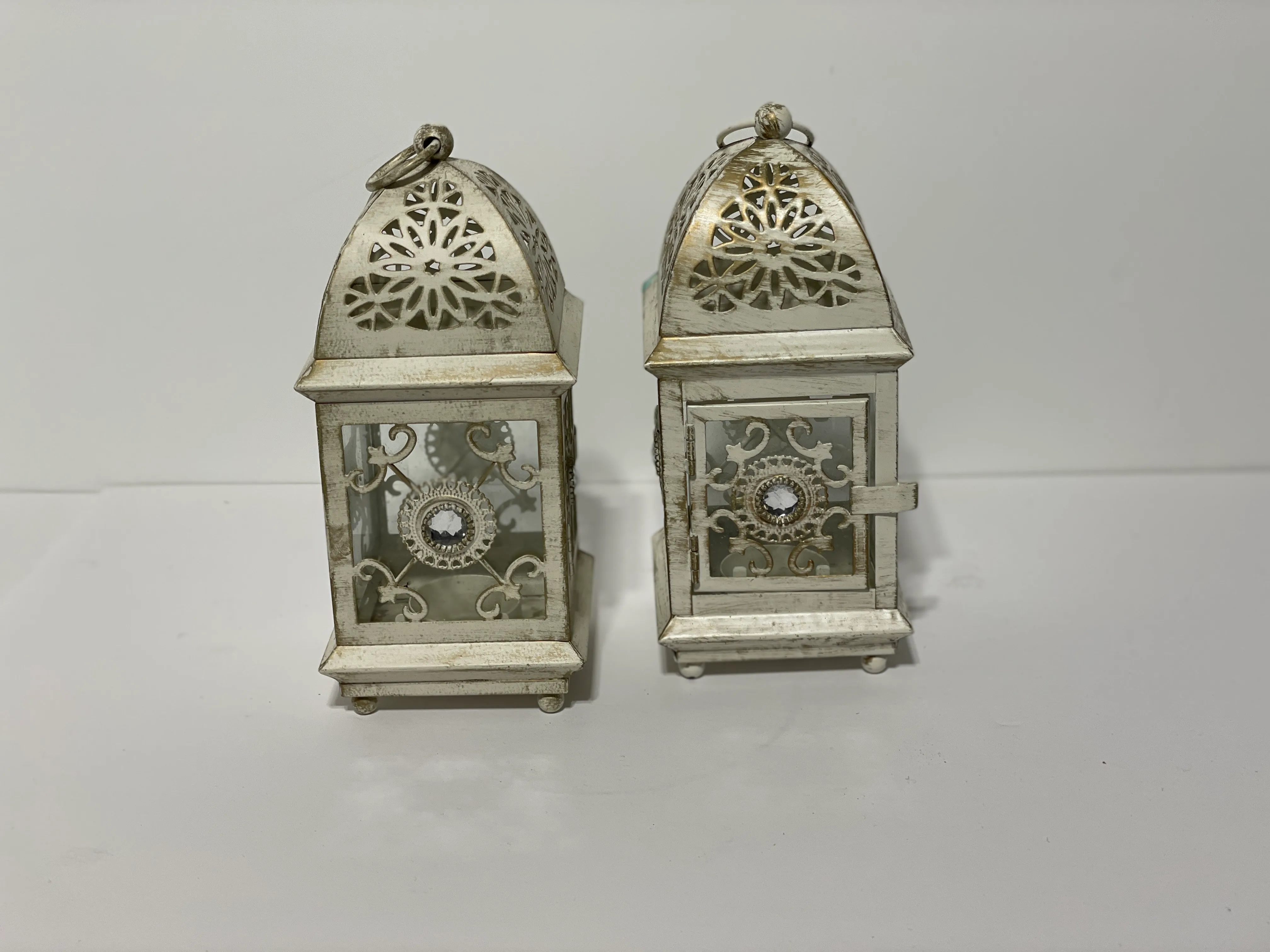 Candle Holder - Beige Arabesque - 2pc