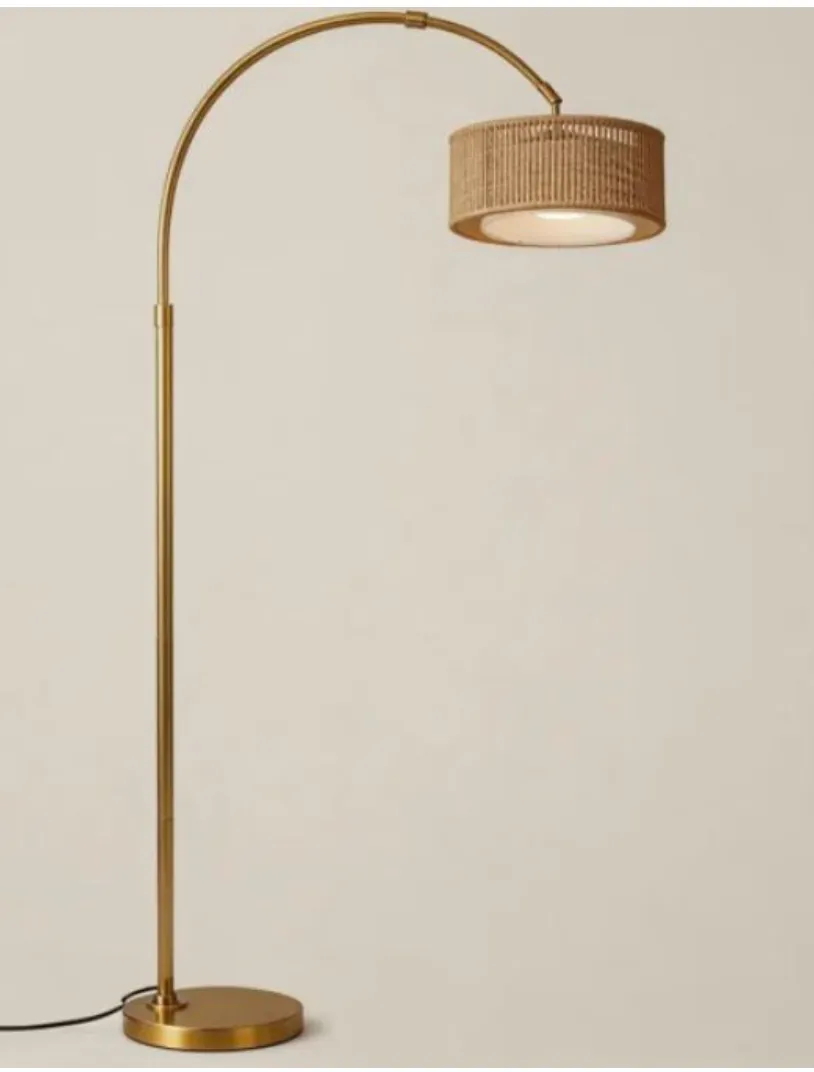 Floor Lamp - Gold with Jute Shade