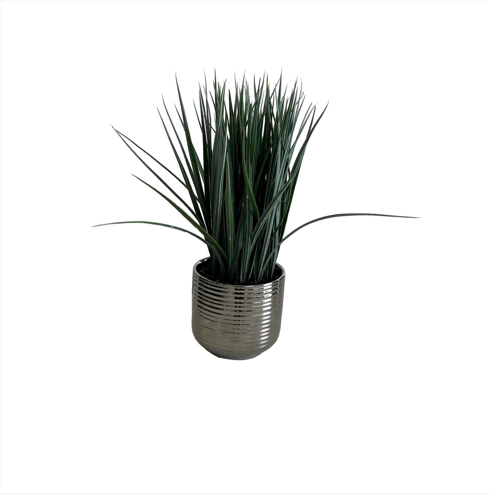 Faux Tall Grass in a Silver Pot Small