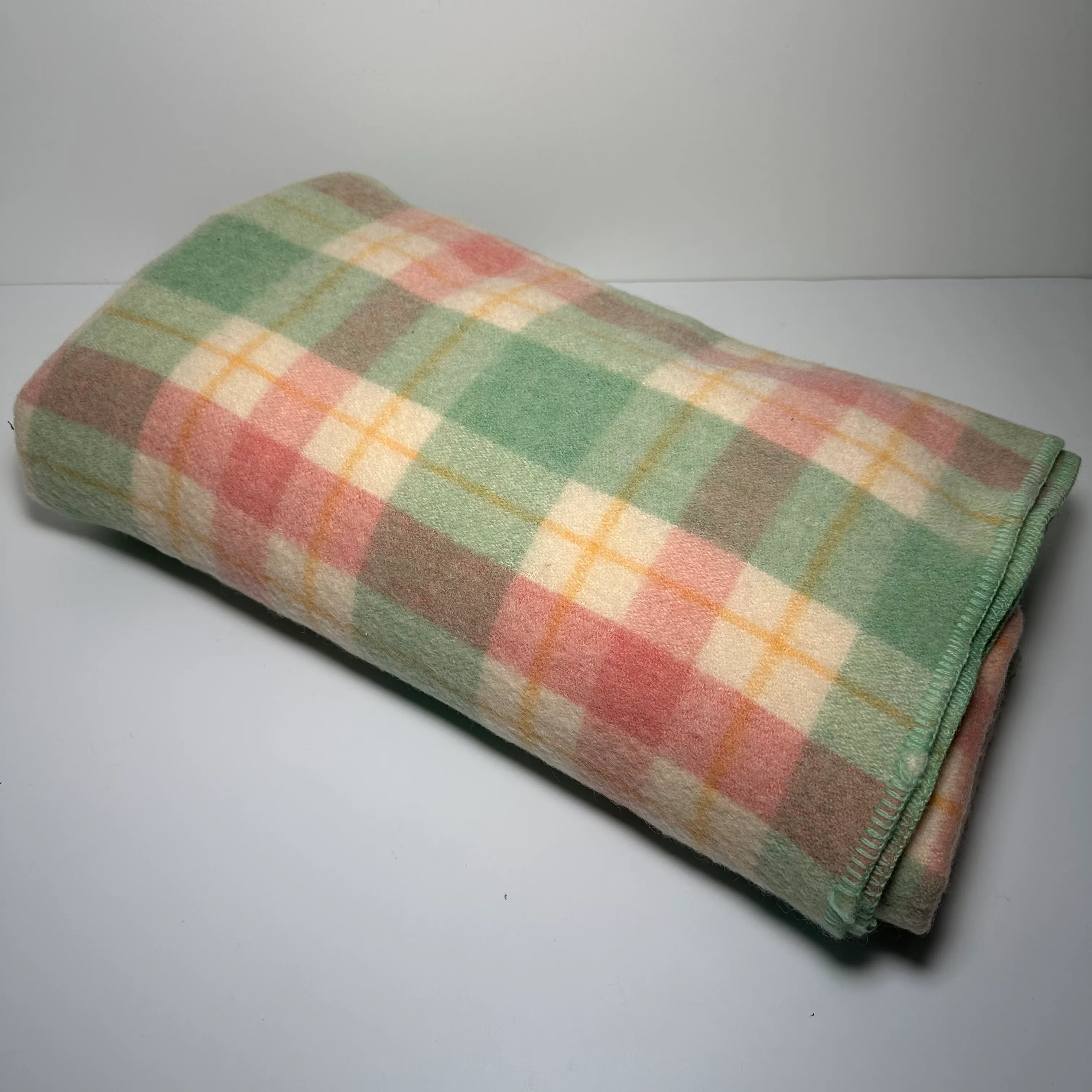 Blanket - Large - Green/Pink - Checkered - Wool