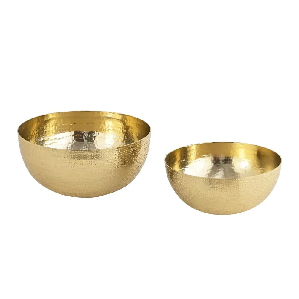 Brass Gold Hammered Bowl Set of 2