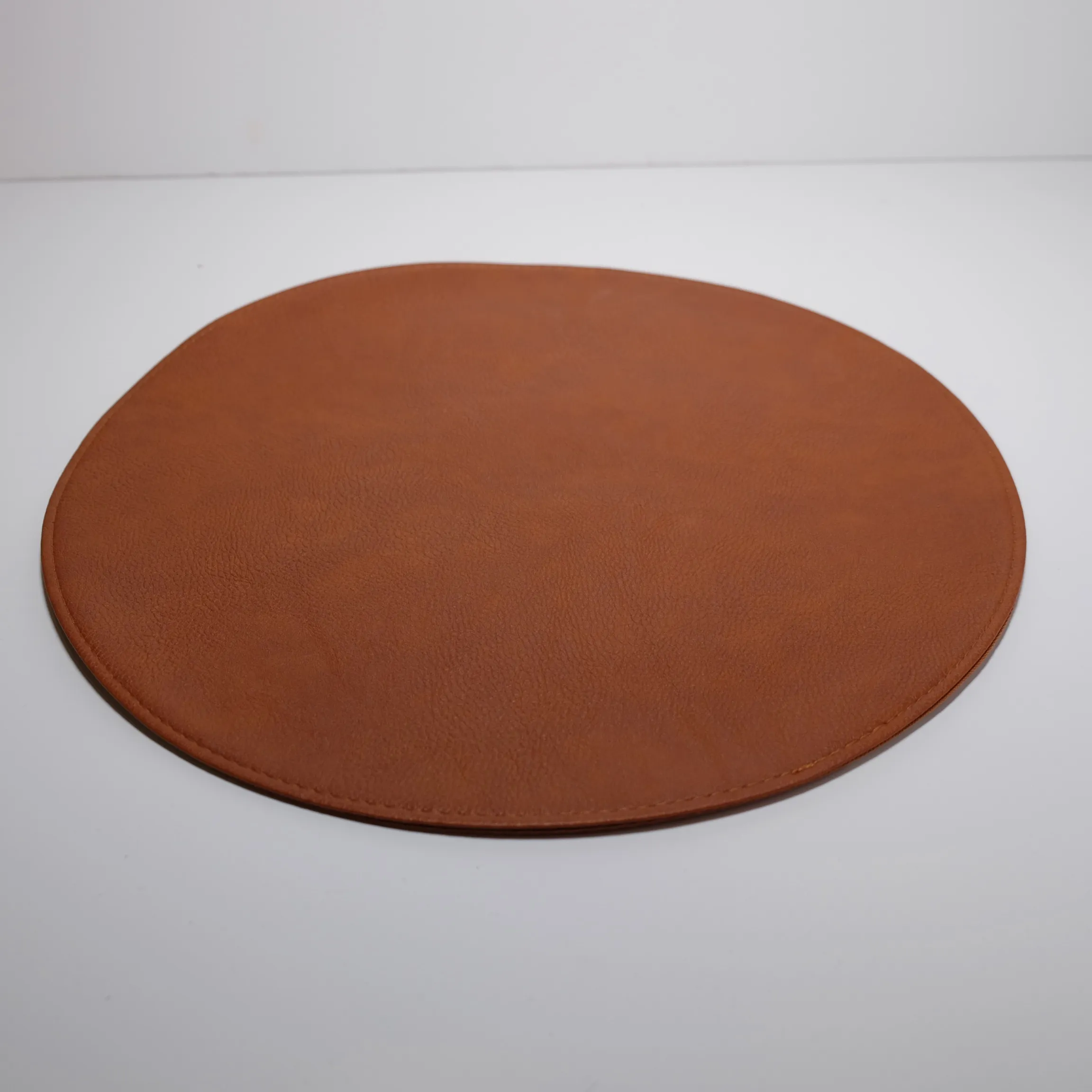 Placemat - C&B - Round Leather - Cognac - 6pc