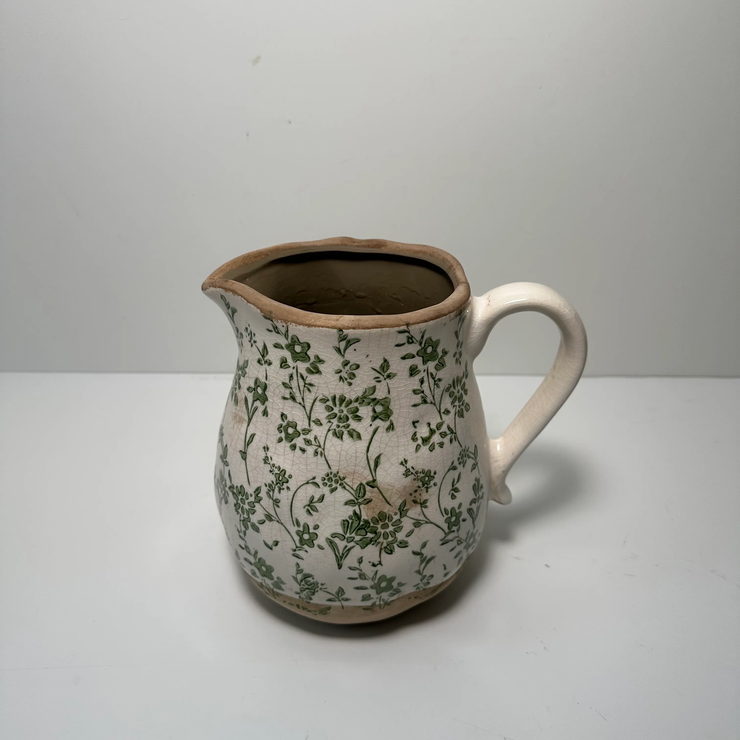 Pitcher - Floral - White/Green