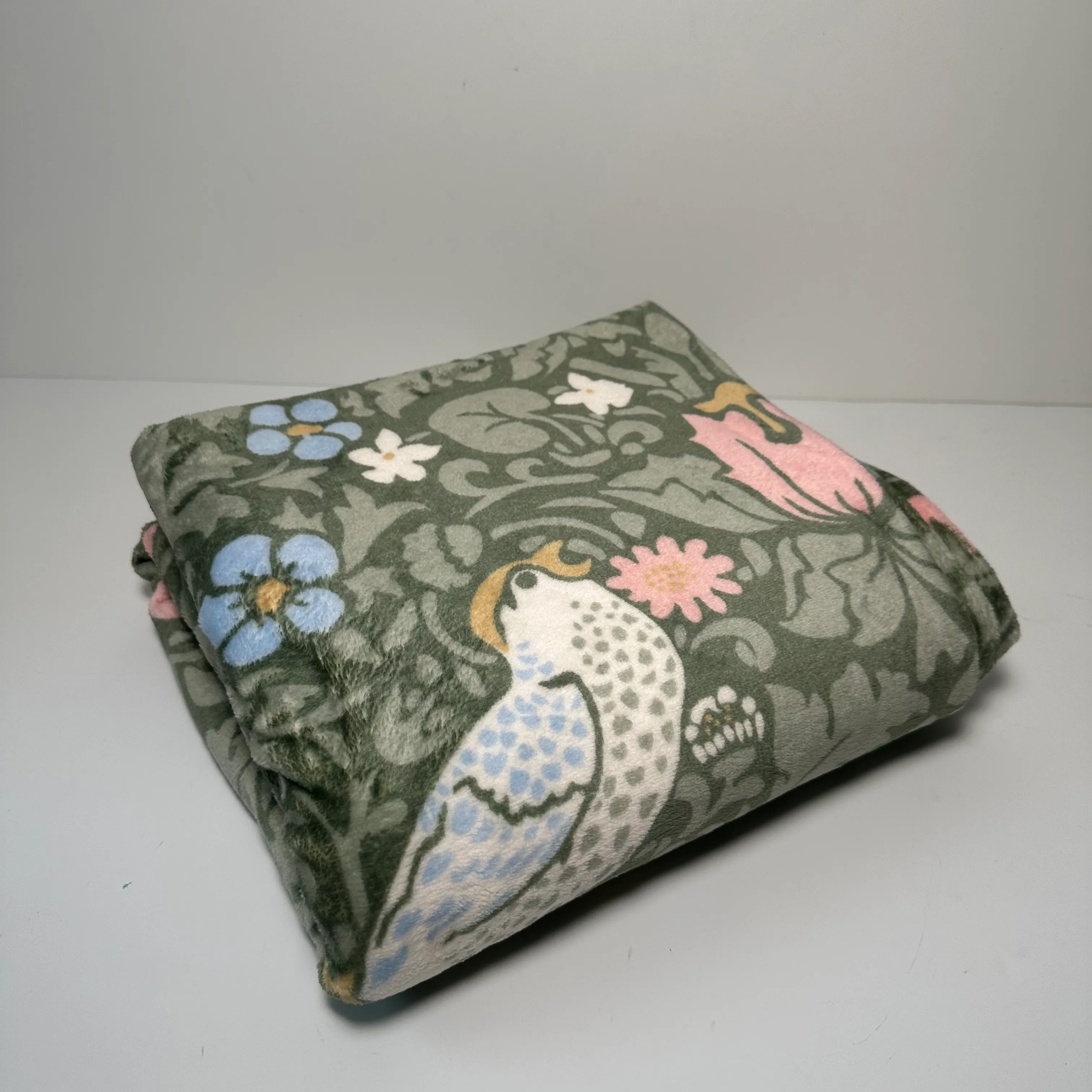 Throw Blanket - Floral/Bird - Green