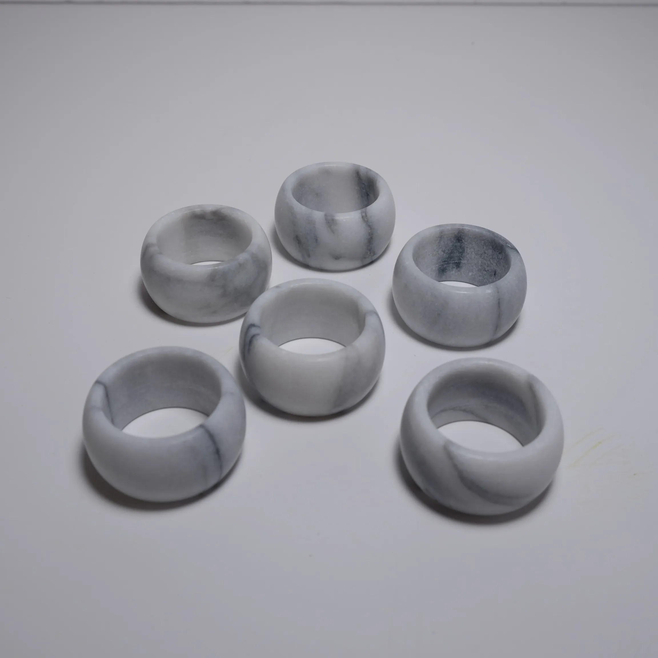Napkin Ring - White Marble - 6pc