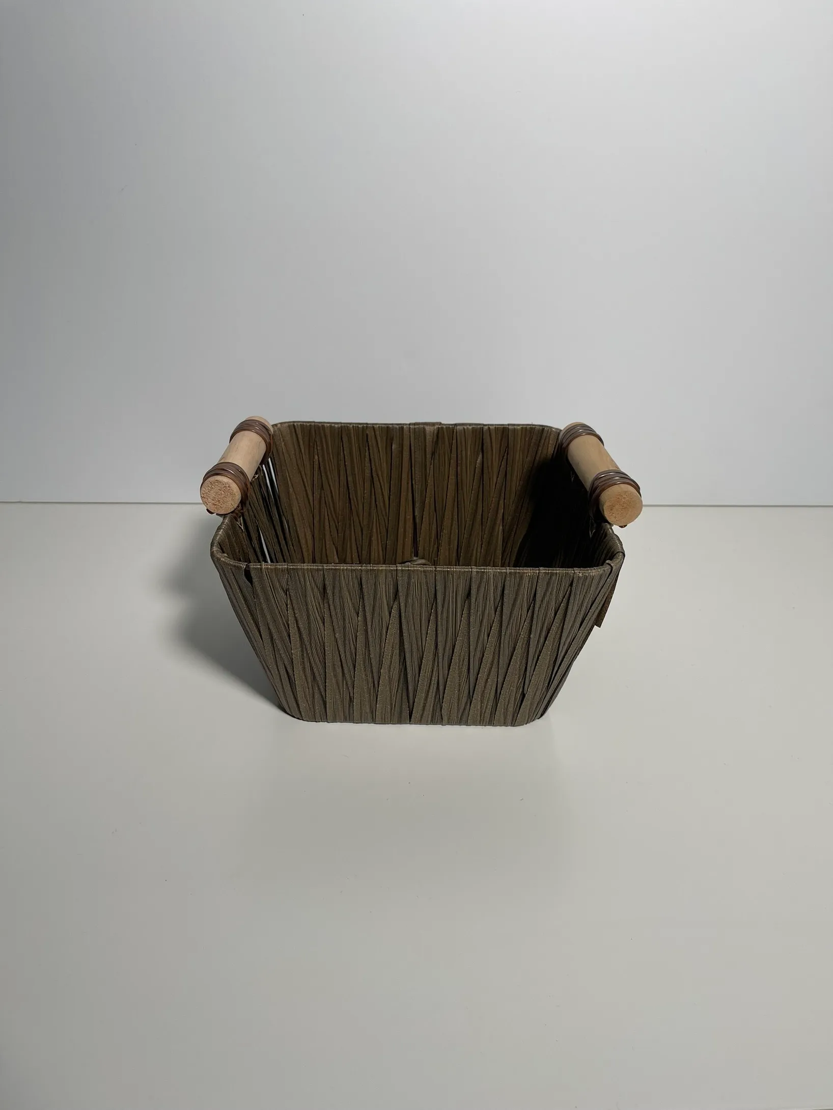 Wicker Basket - Wooden Handles - Square