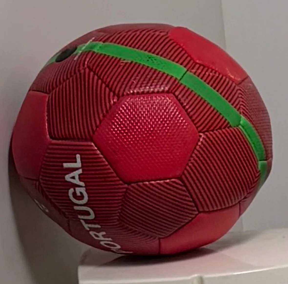 Soccer Ball - Red with Green Stripe