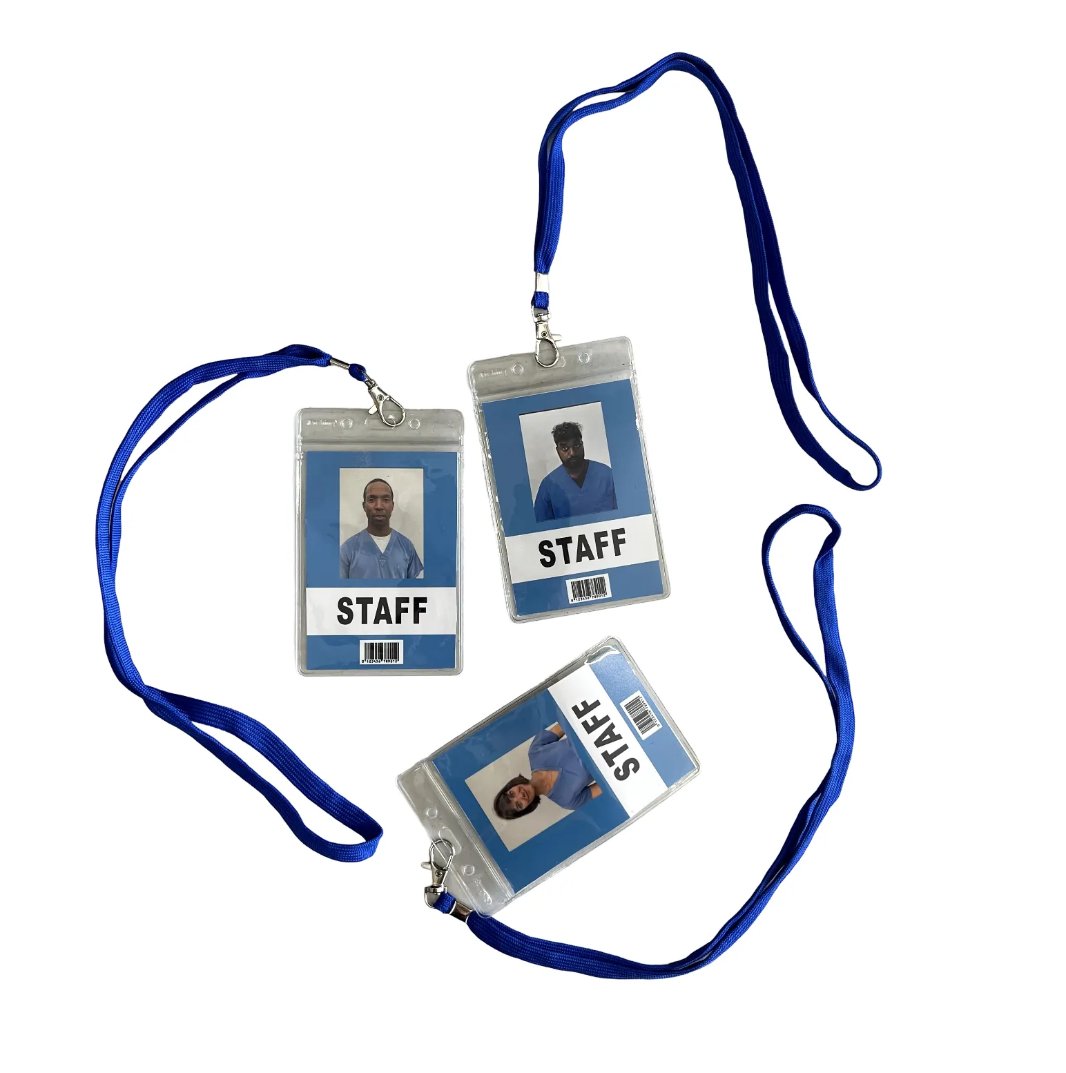 "STAFF" Doctor ID Card Badge in Plastic Case w/ Blue Neck Strap