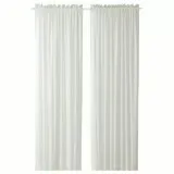 Curtains - Sheer - 98" - White - Silver Striped