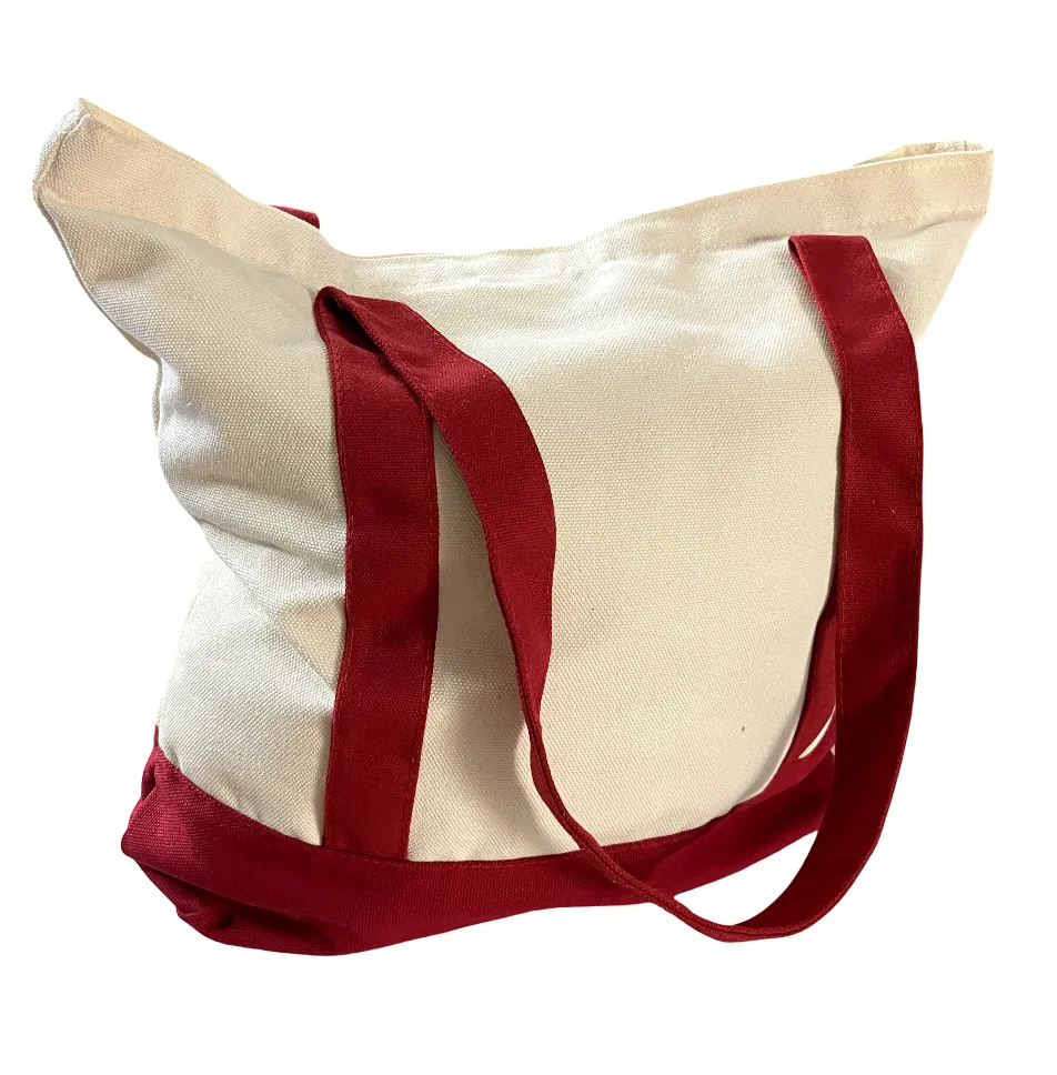 Canvas Tote Bag with Red Straps