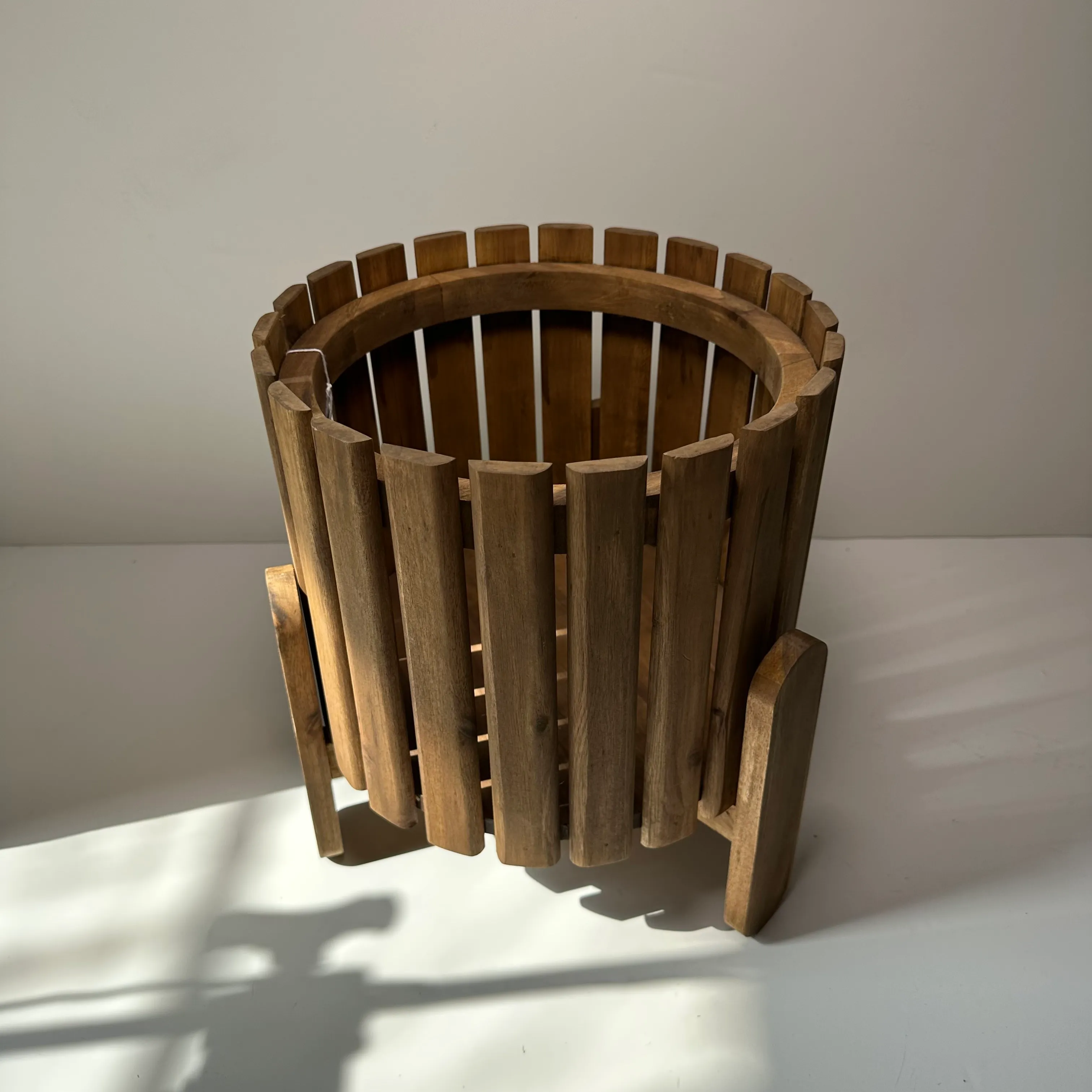 Plant Pot - Wooden - Vertical Slats with Pedestal - Small