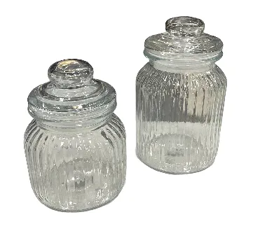 Glass Containers Pleated - Set of 2