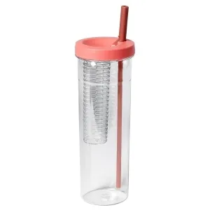 Fruit Infuser Water Bottle with Straw - Assorted Colors