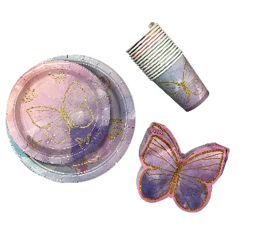 Kids Paper Party Set - 12Pc - Butterfly Theme