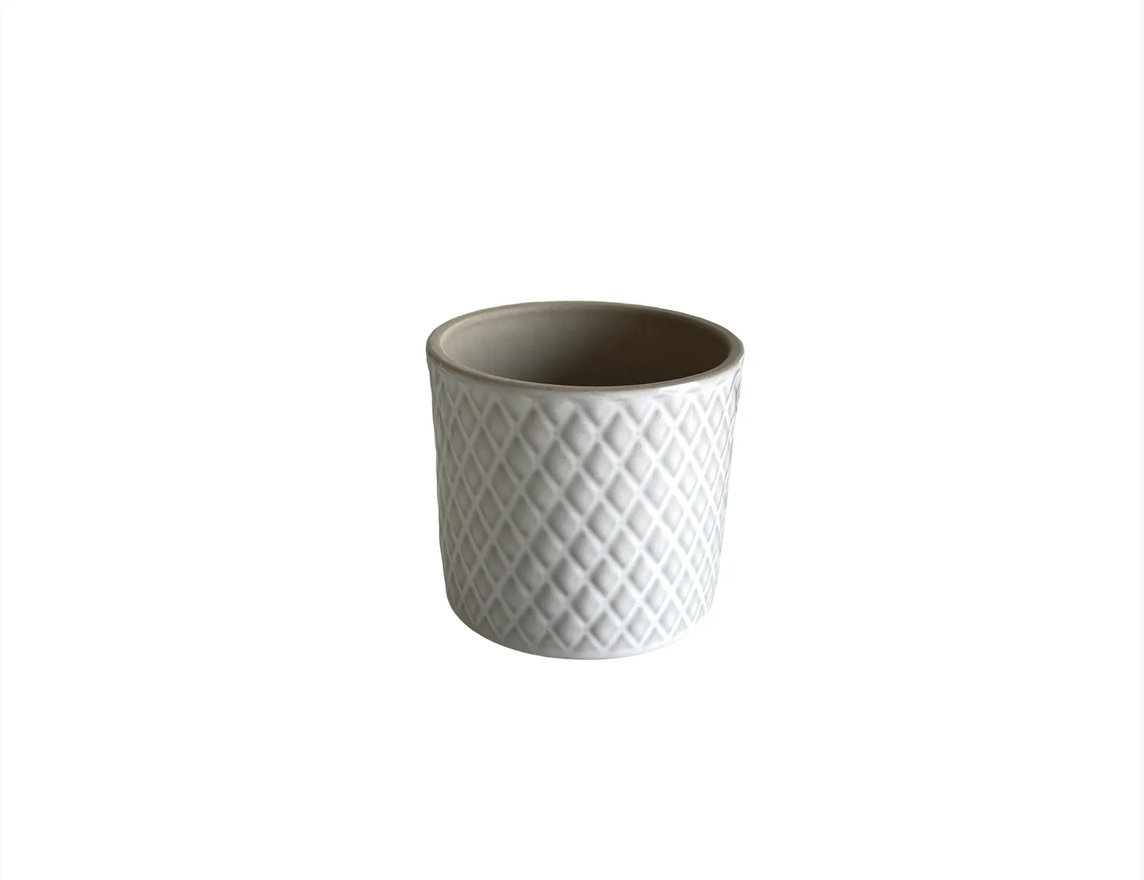 Pot White Embossed Small