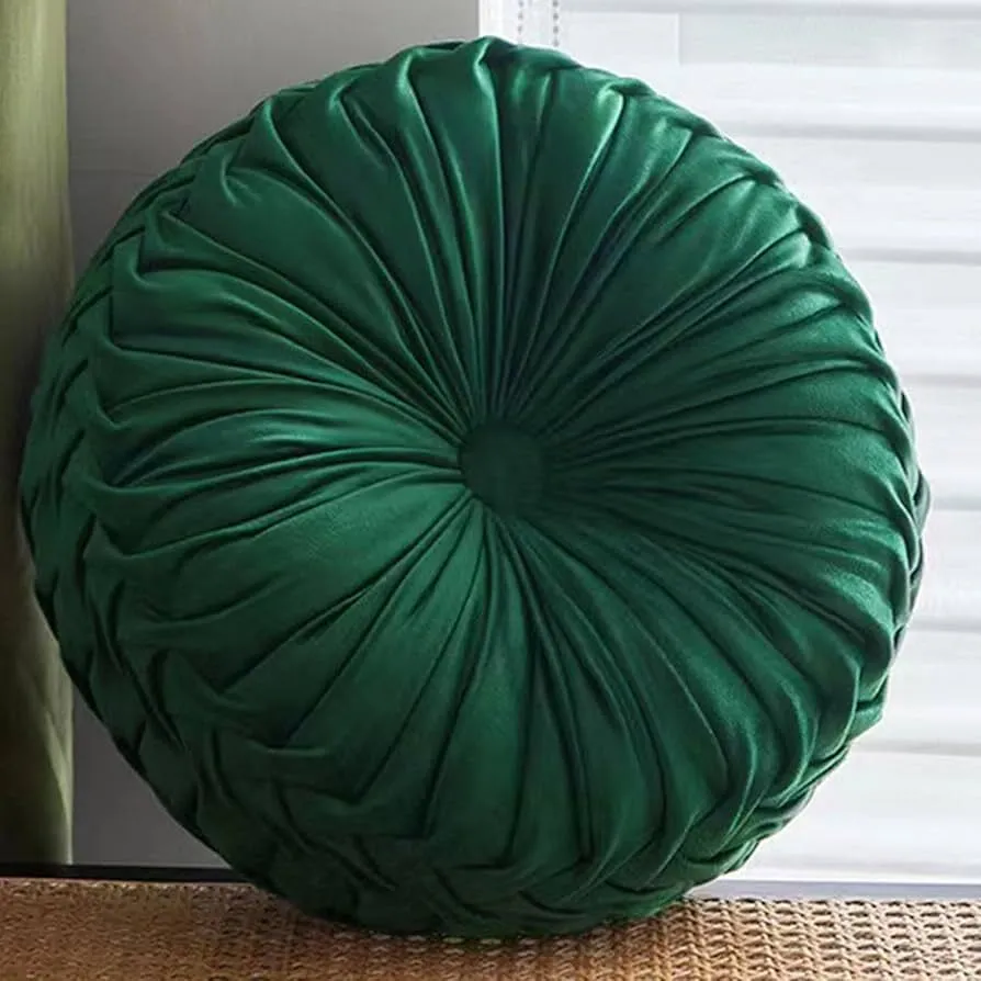 Round Throw Pillow Green