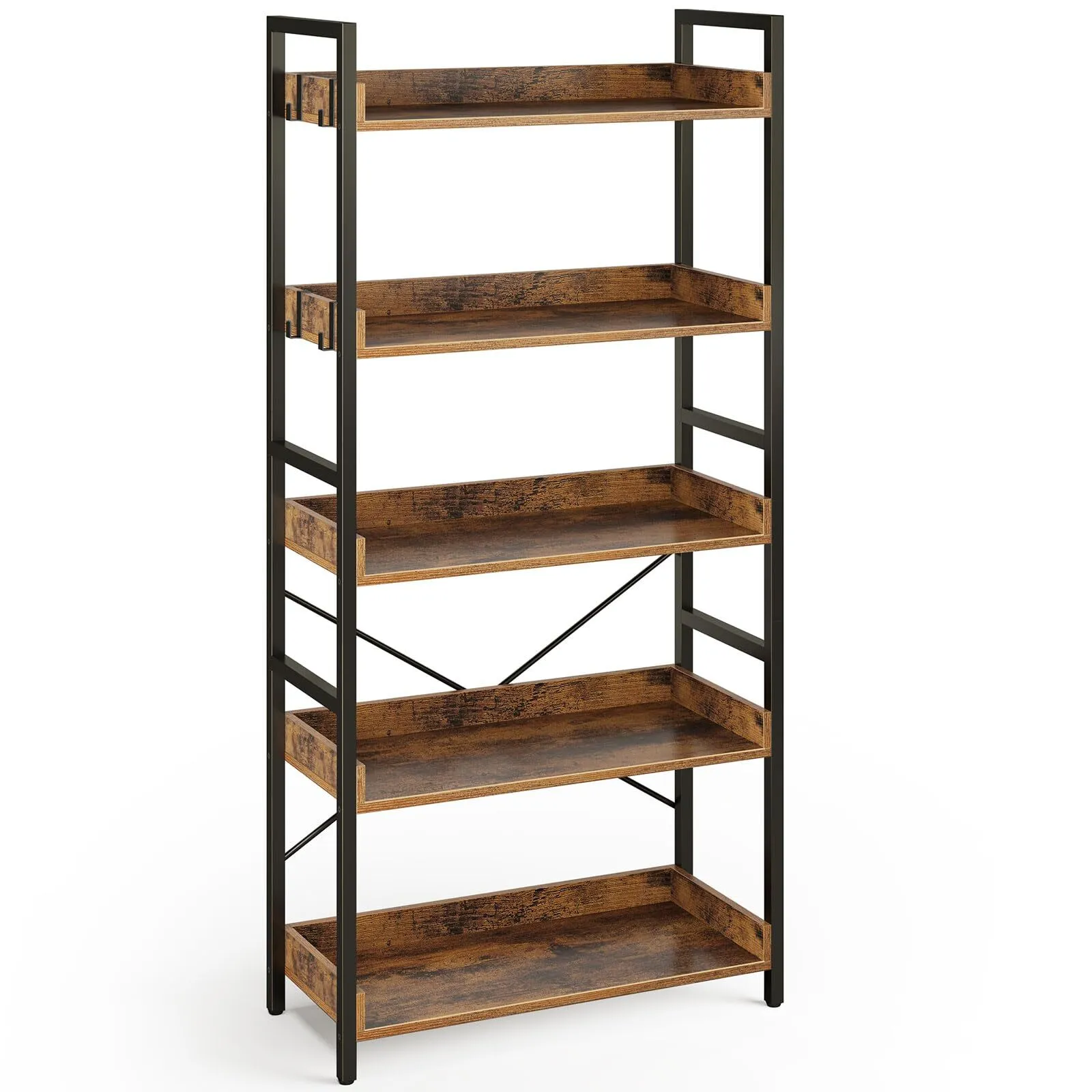 Metal Frame Bookcase Oak Finish