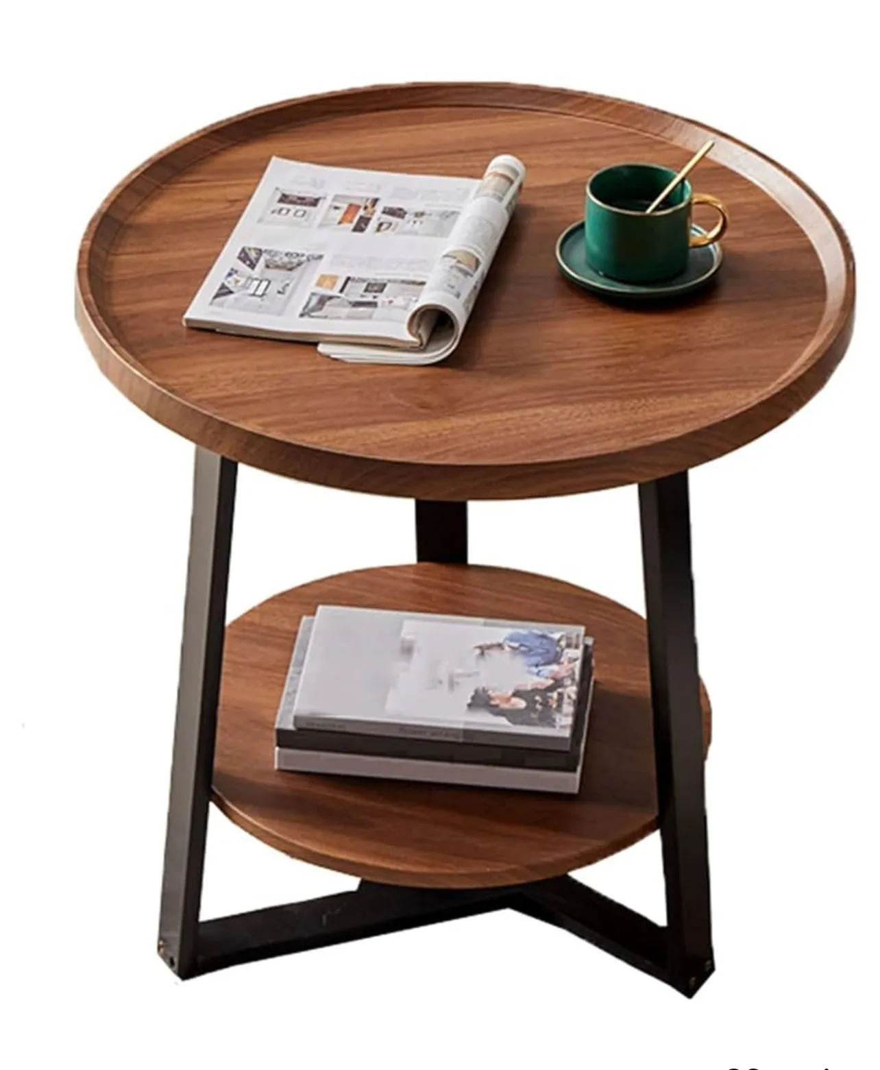 Side Table Round Wood (Set of 2)