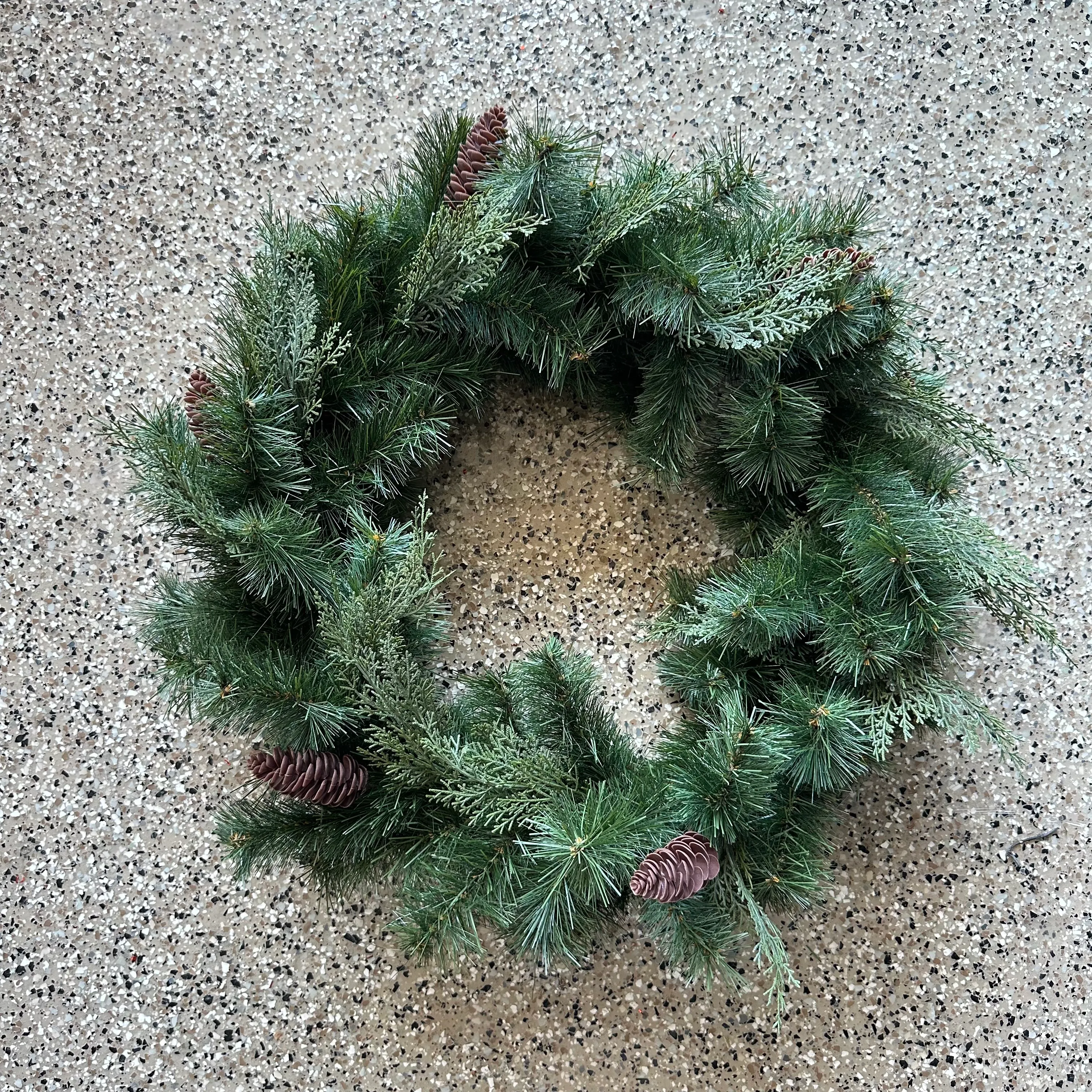 Wreath - Green with Pinecones