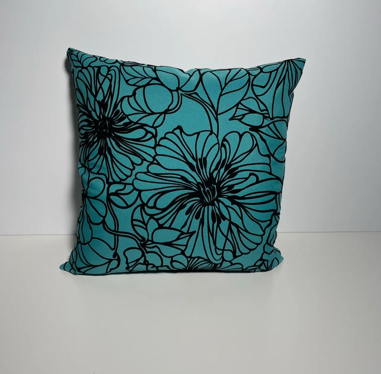 Throw Pillow - Green with Floral Pattern