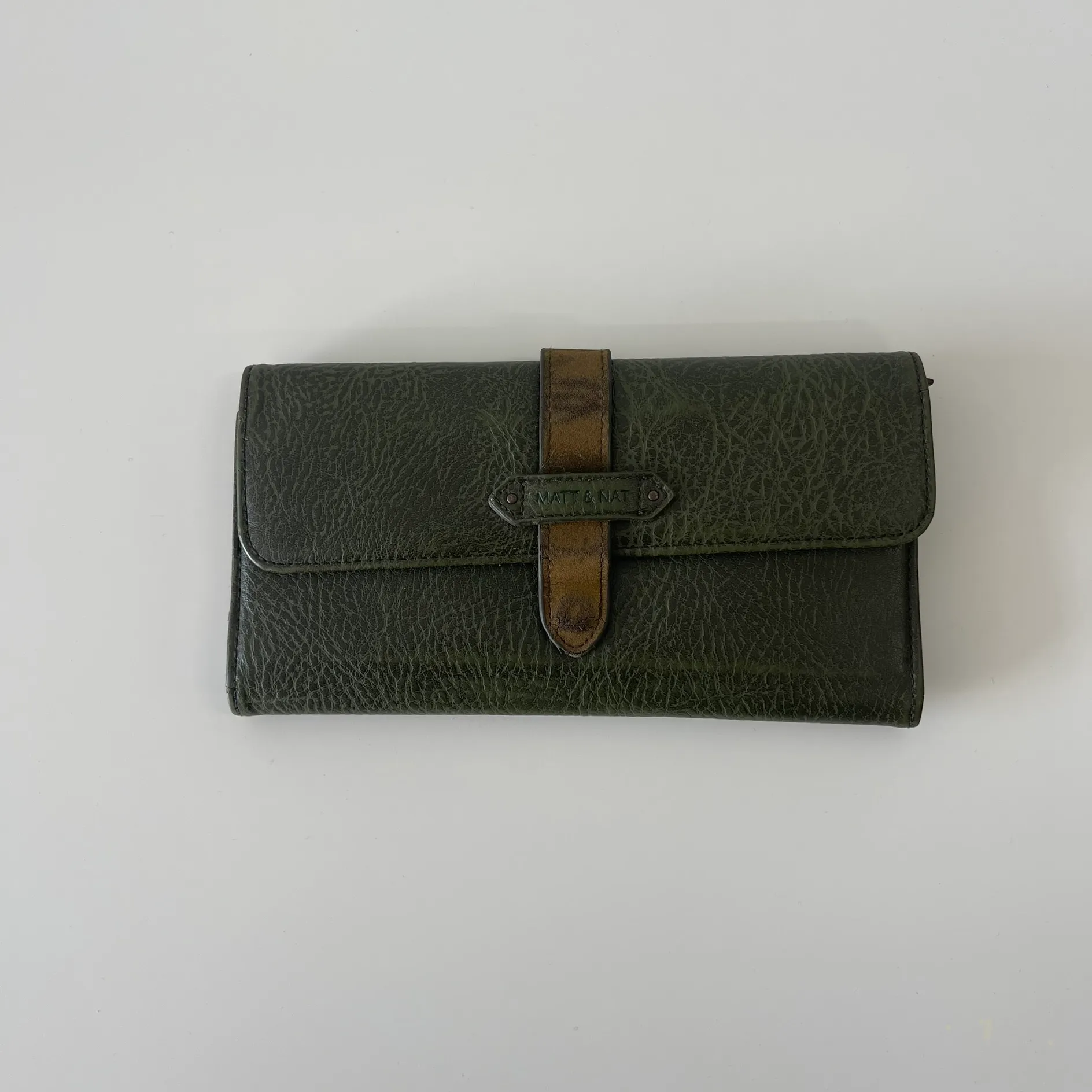 Leather Hand Purse Green w/ Brown Elements