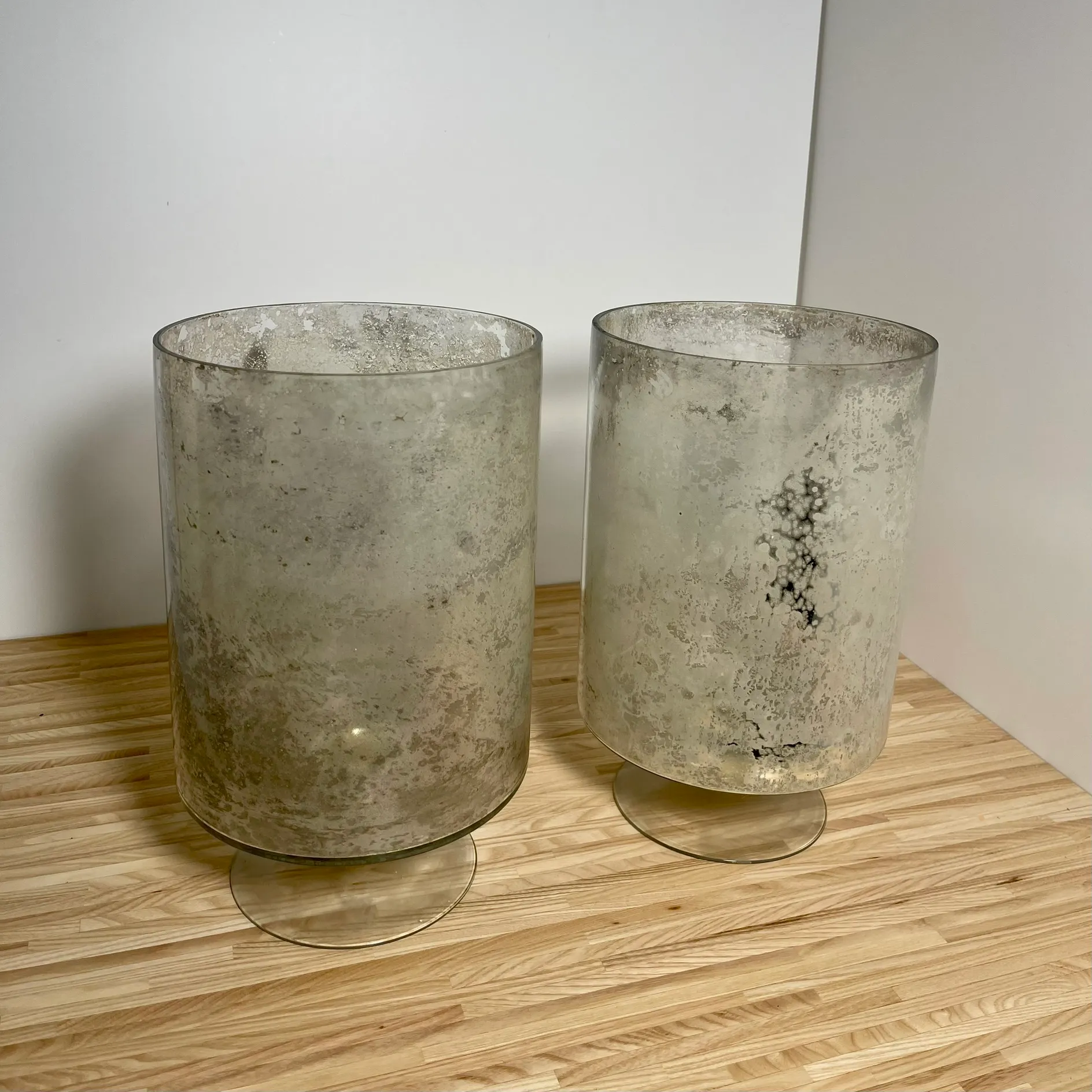 Two Matching Frosted Vase