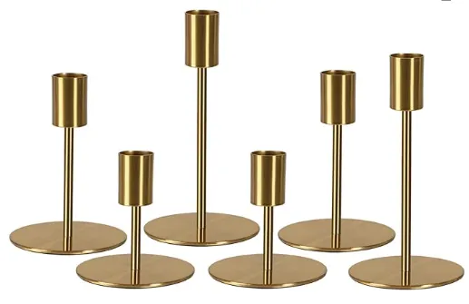 Candle Holder - Modern Brass - 6pc