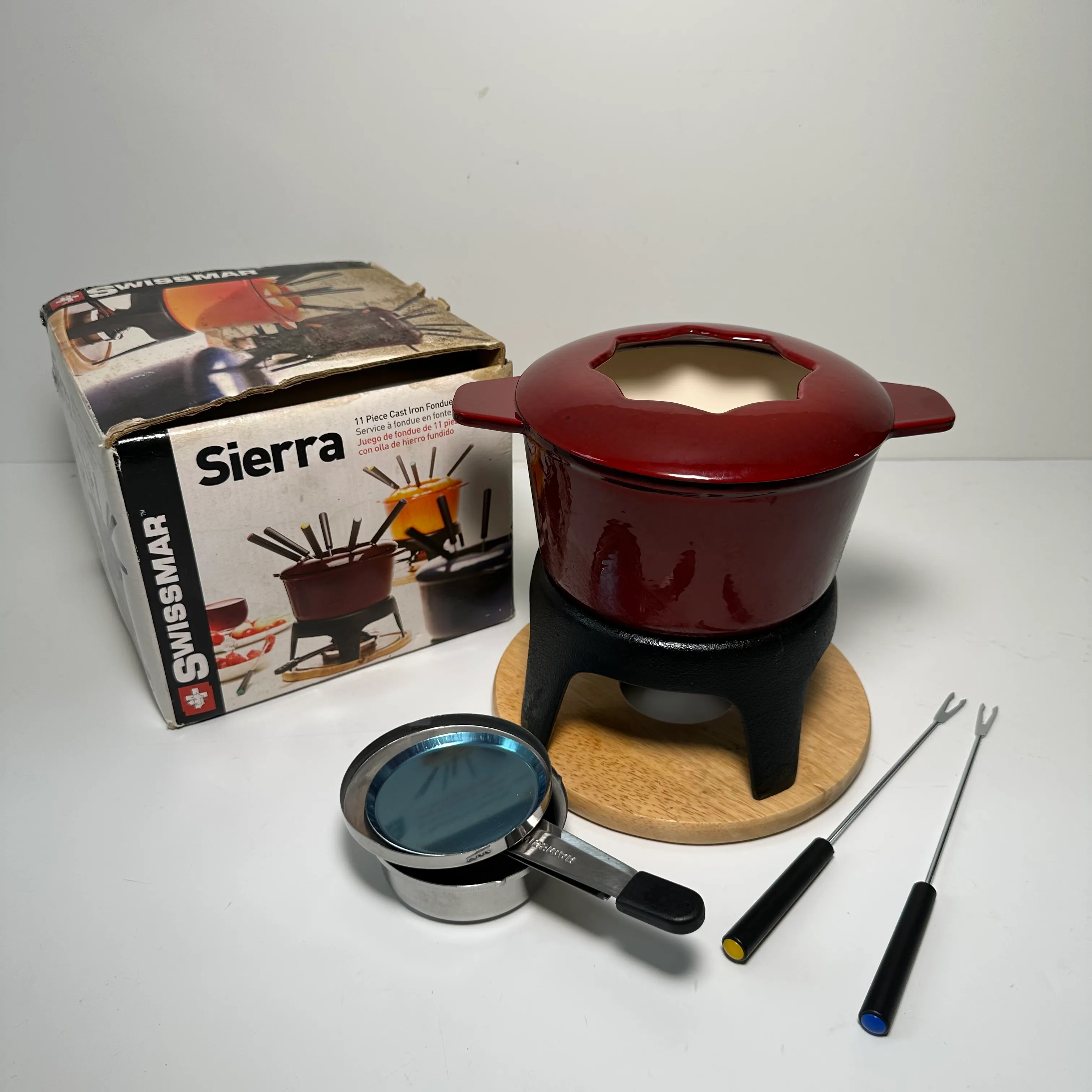 Vintage Fondue Set with Box - Red