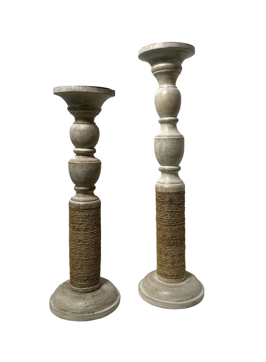 White Washed Pillar Set of 2